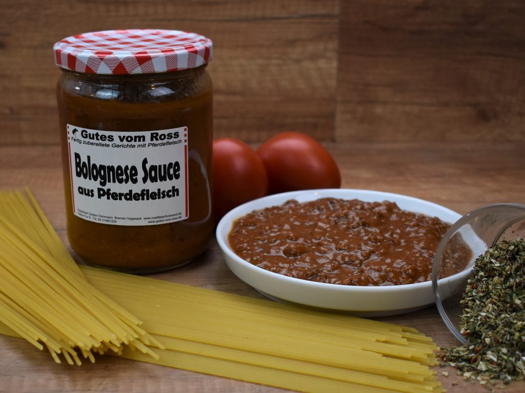 Bologneser Sauce aus Pferdefleisch, fertig zubereitet, Rossfleischversand