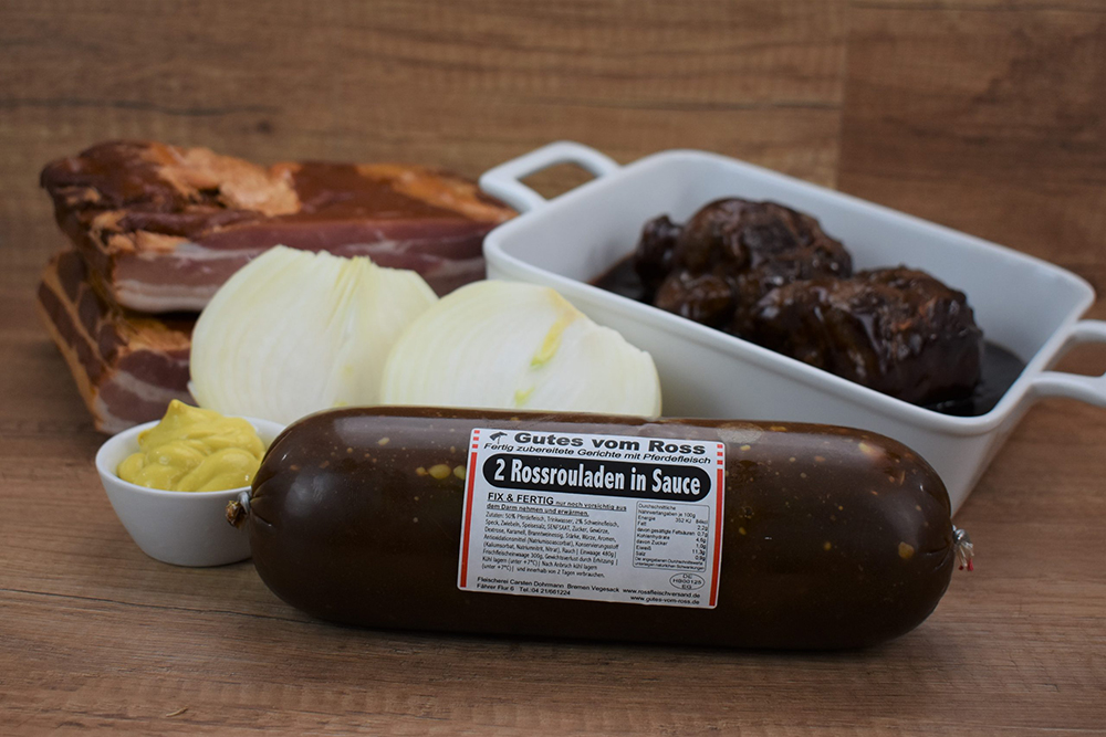 Rossfleischversand - 2 Pferderouladen fertig zubereitet 600g Produktbild 2 Pferderouladen