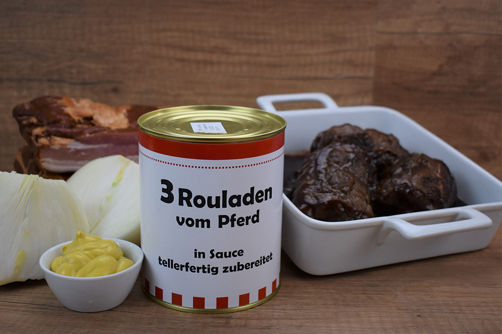 Rossfleischversand - 3 Pferderouladen fertig zubereitet 850g Dose Produktbild 3 Pferderouladen